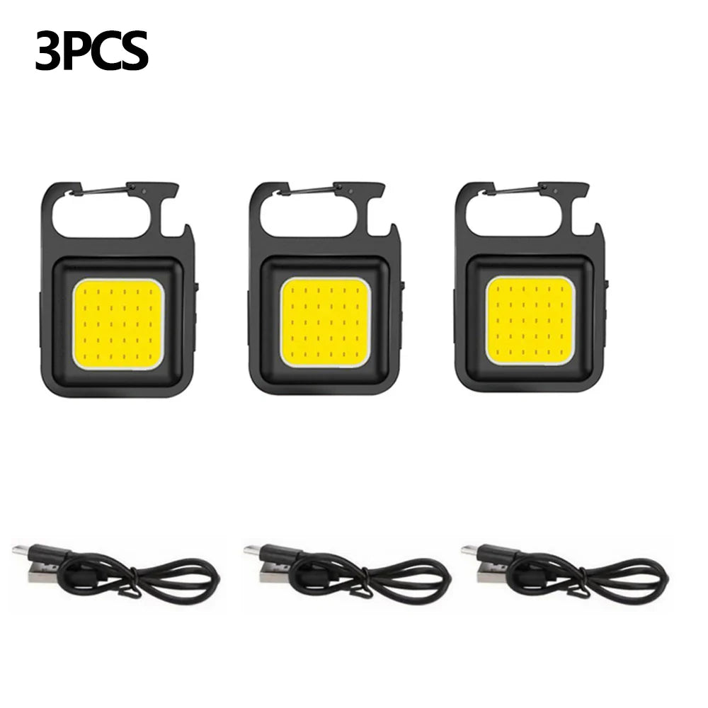 Super Bright Mini COB Keychain Flashlight Charging Lamp Camping Lights with Magnet 4 Lighting Modes for Emergency Lighting Torch