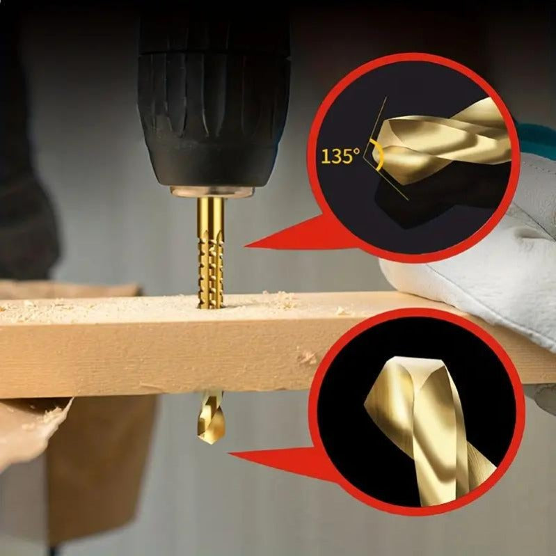 Ultra-Practical Titanium-Coated Drill Bit Set🔧