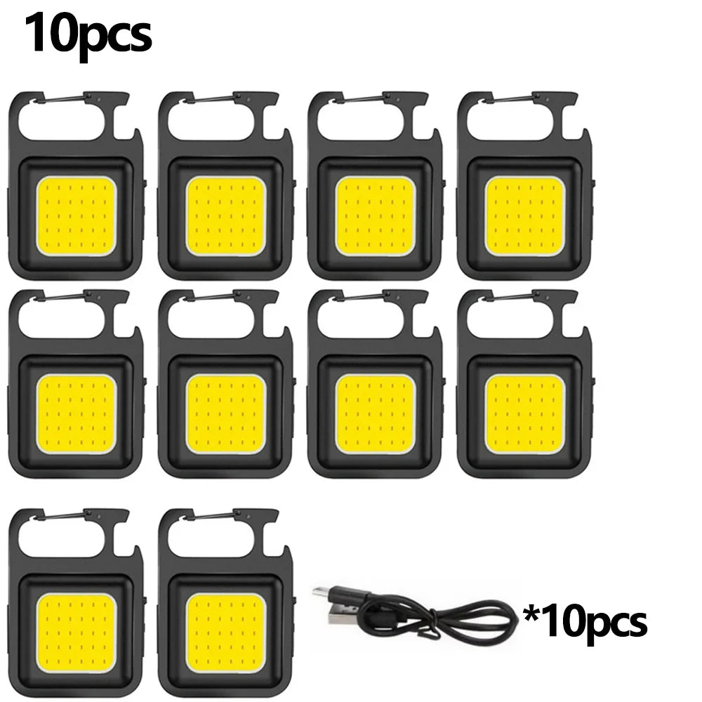 Super Bright Mini COB Keychain Flashlight Charging Lamp Camping Lights with Magnet 4 Lighting Modes for Emergency Lighting Torch