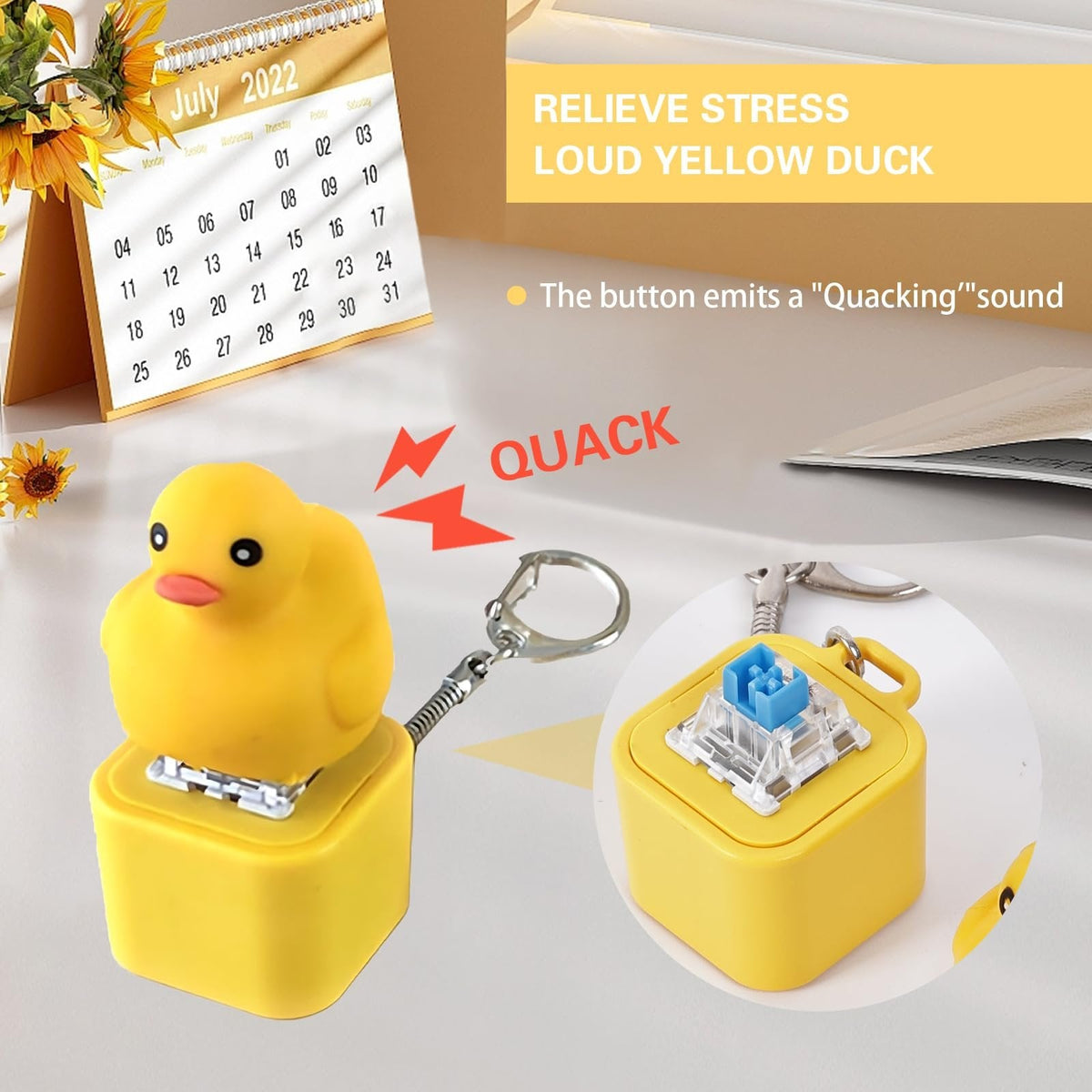 Frog Croaking Fidget Toy - Rechargeable Frog Croaking Keychain, Frog Croaking Stress Reliever with Colorful Lights, Fun & Portable Anxiety Relief Toy