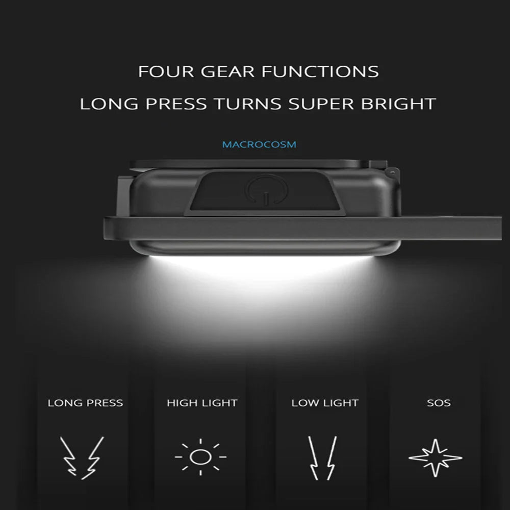 Super Bright Mini COB Keychain Flashlight Charging Lamp Camping Lights with Magnet 4 Lighting Modes for Emergency Lighting Torch