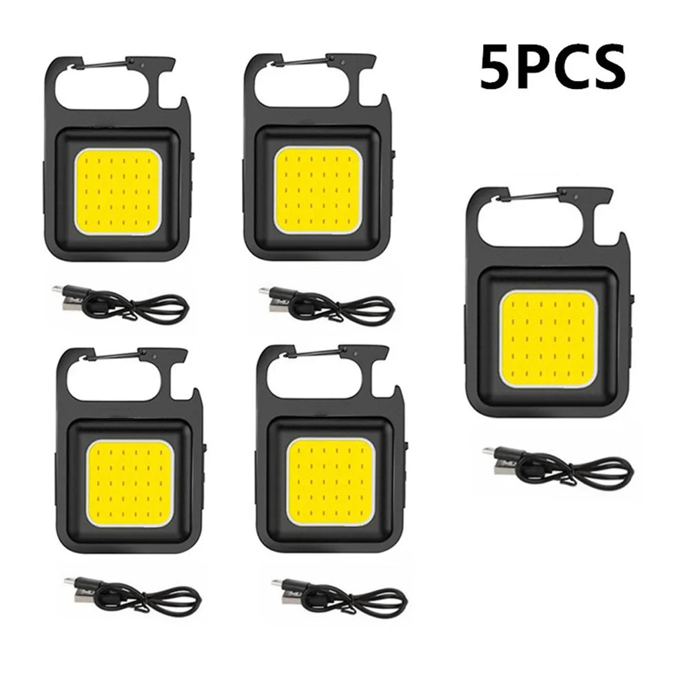 Super Bright Mini COB Keychain Flashlight Charging Lamp Camping Lights with Magnet 4 Lighting Modes for Emergency Lighting Torch