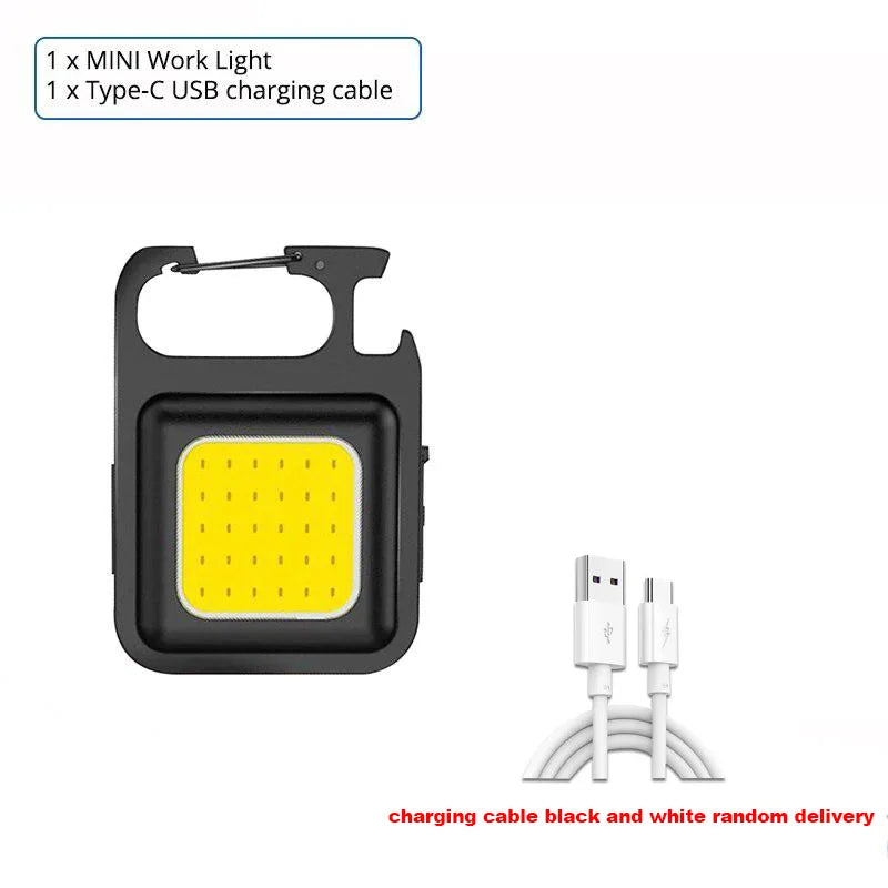 Super Bright Mini COB Keychain Flashlight Charging Lamp Camping Lights with Magnet 4 Lighting Modes for Emergency Lighting Torch