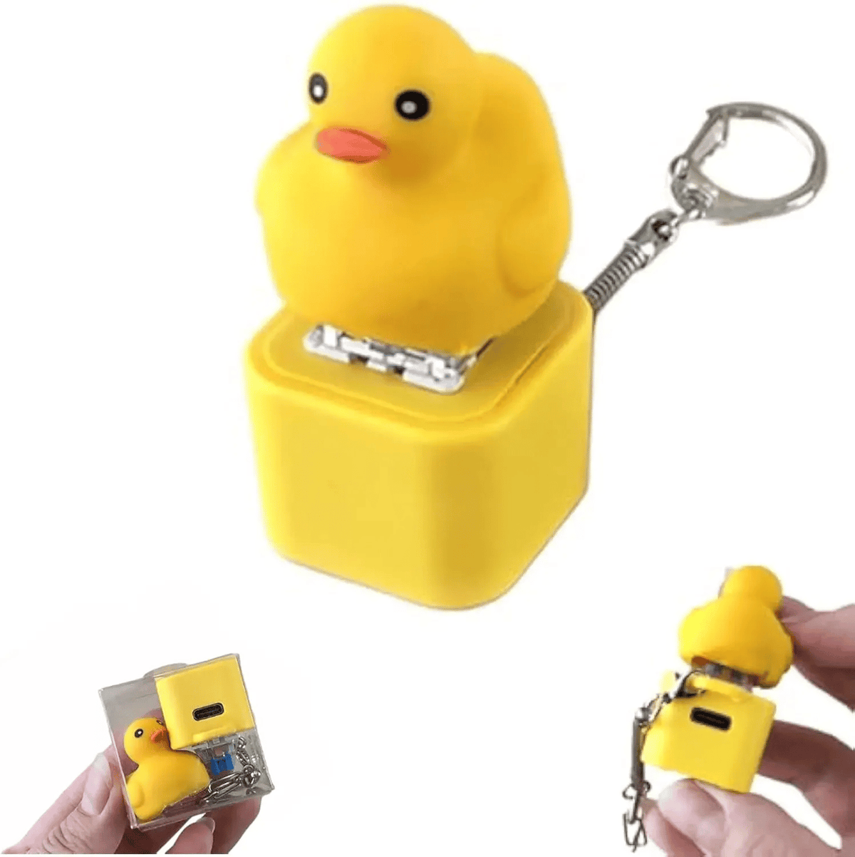Frog Croaking Fidget Toy - Rechargeable Frog Croaking Keychain, Frog Croaking Stress Reliever with Colorful Lights, Fun & Portable Anxiety Relief Toy