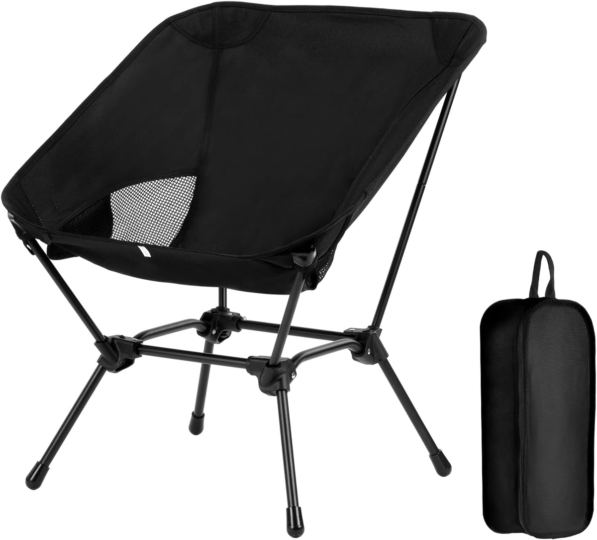 High Back Folding Camping Chair with Pillow, Lightweight Portable Chair for Adults, 2-in-1 Height Adjustment, Deep Recline, Side Pockets for Camping Motorcycle RV Backpacking