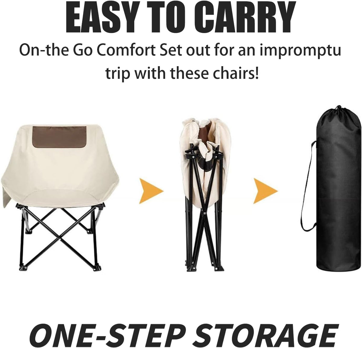 Ultralight Folding Camping Chair, 450 lbs Capacity, Off-white, Solid, Adult, Outdoor, Beach, Lawn, Campground