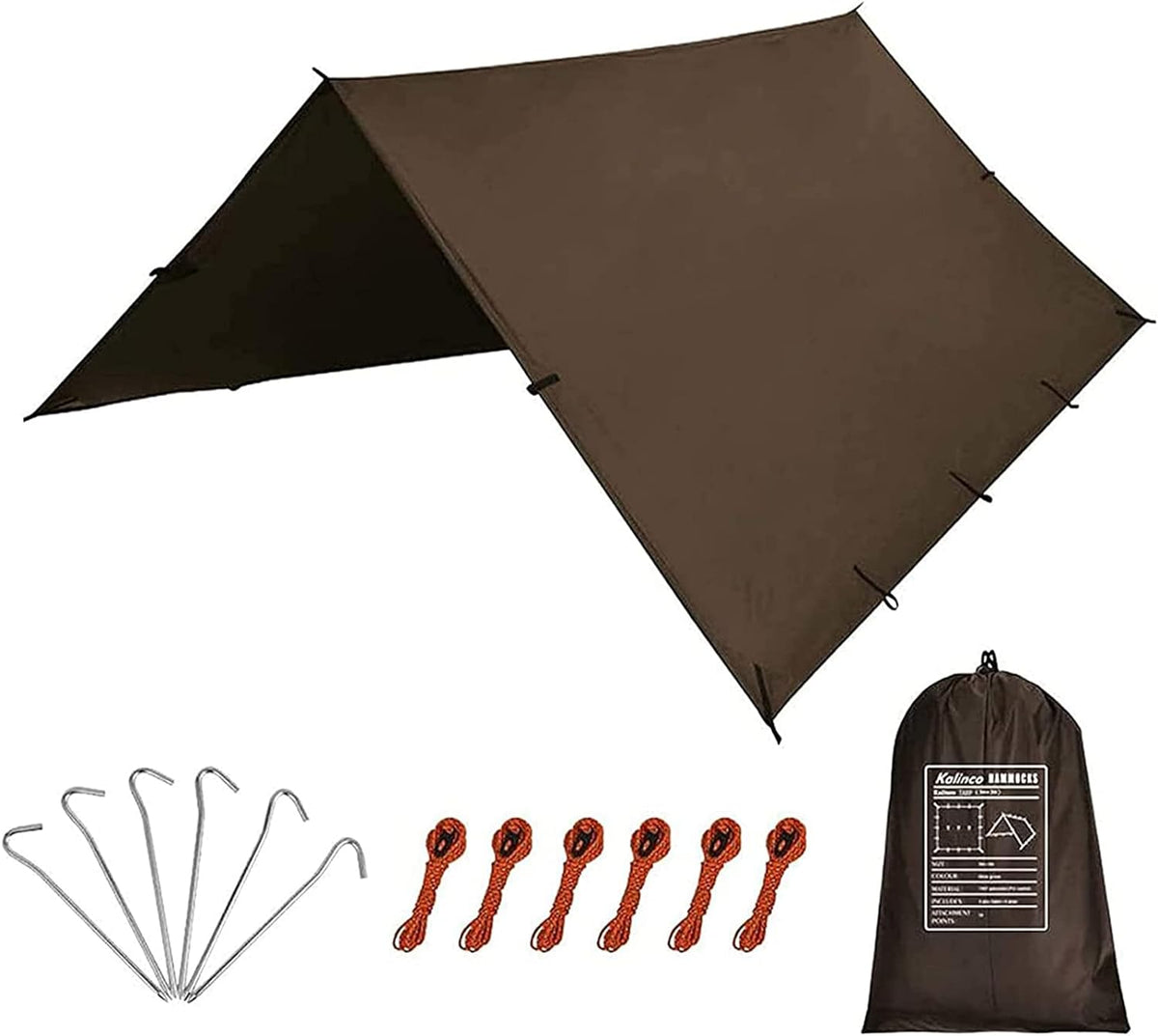 Waterproof Camping Tarp Tent Hammock Rain Fly, 10X10FT/10X15FT, Mutifunctional Tent Footprint Lightweight Tarp for Camping, Hiking and Survival Shelter