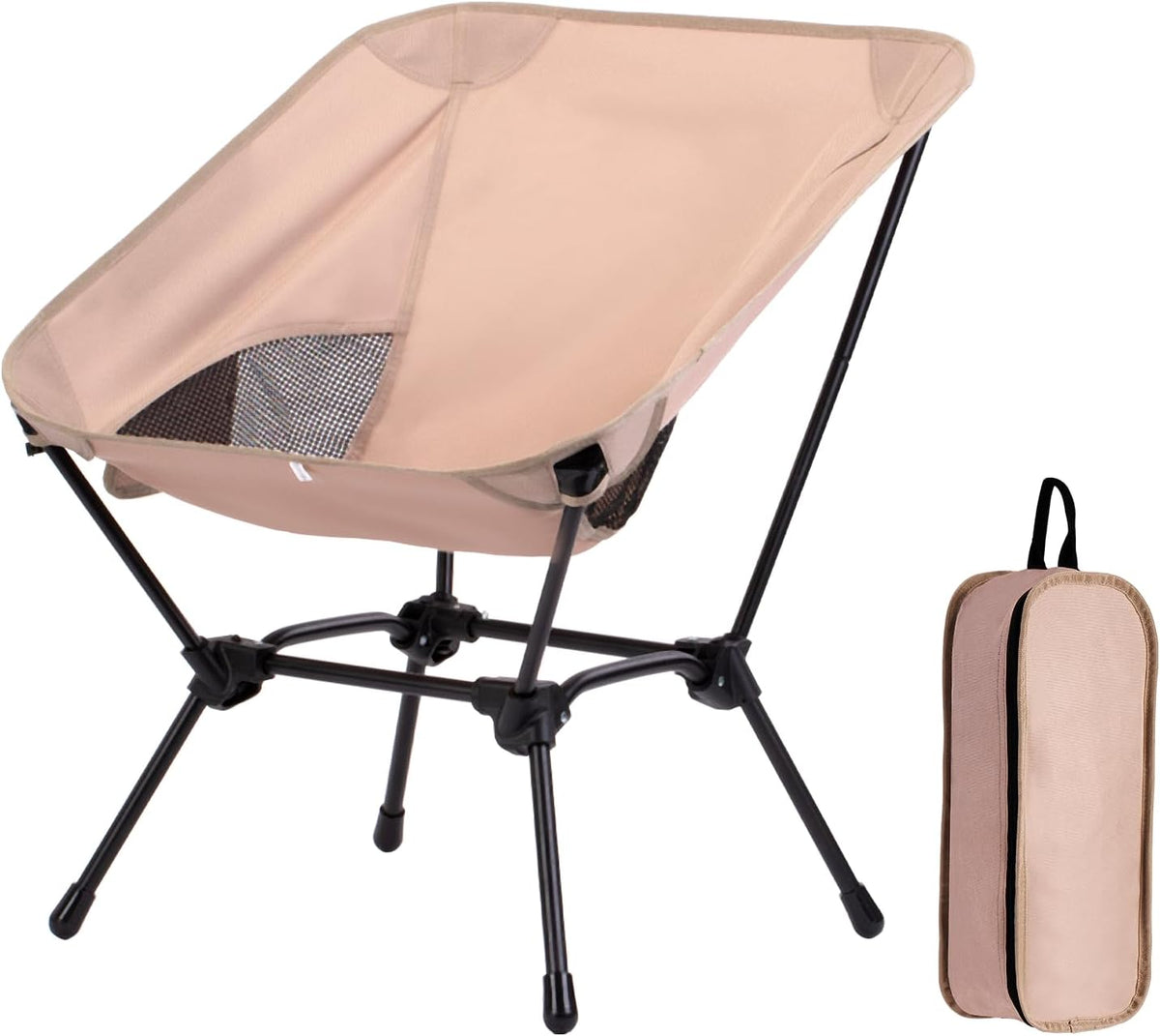 High Back Folding Camping Chair with Pillow, Lightweight Portable Chair for Adults, 2-in-1 Height Adjustment, Deep Recline, Side Pockets for Camping Motorcycle RV Backpacking