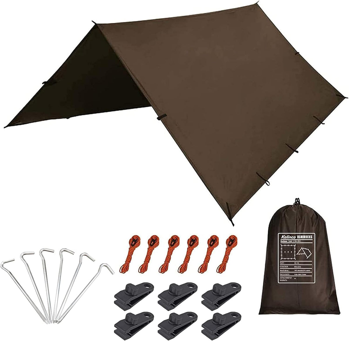 Waterproof Camping Tarp Tent Hammock Rain Fly, 10X10FT/10X15FT, Mutifunctional Tent Footprint Lightweight Tarp for Camping, Hiking and Survival Shelter