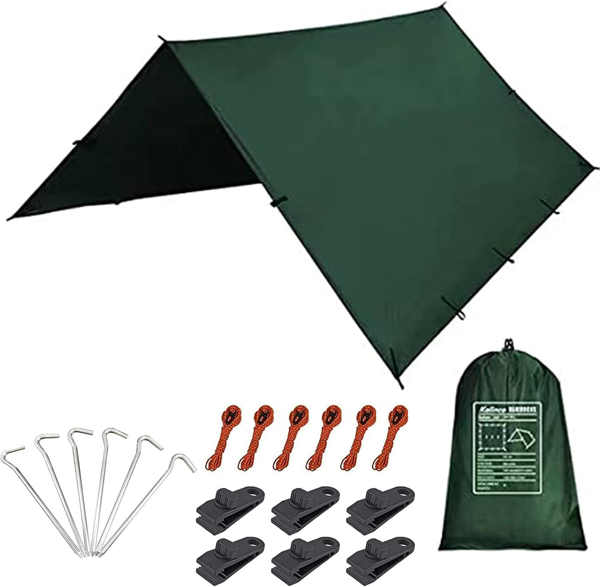 Waterproof Camping Tarp Tent Hammock Rain Fly, 10X10FT/10X15FT, Mutifunctional Tent Footprint Lightweight Tarp for Camping, Hiking and Survival Shelter