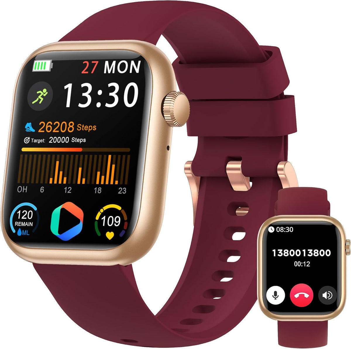 Smart Watch: 1.83" Call Answer Fitness Tracker with Heart Rate & Blood Pressure, IP68