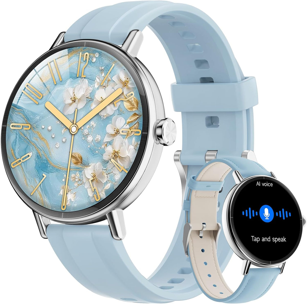 Women Smart Watch: 1.57" Call Answer Fitness Tracker with Heart Rate & SpO2, IP68, 2 Bands