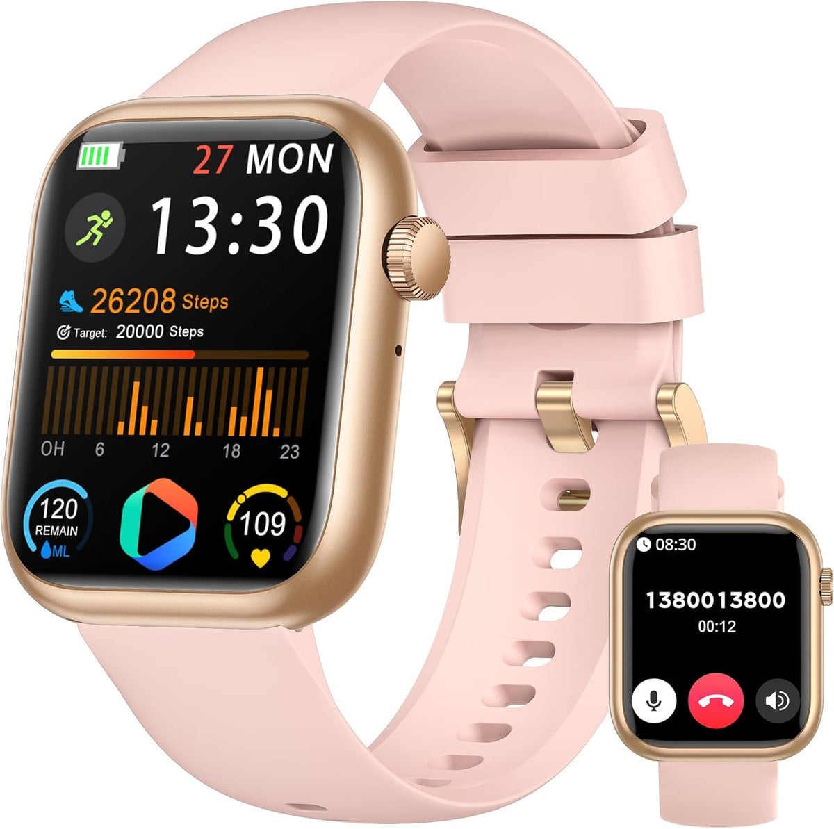Smart Watch: 1.83" Call Answer Fitness Tracker with Heart Rate & Blood Pressure, IP68