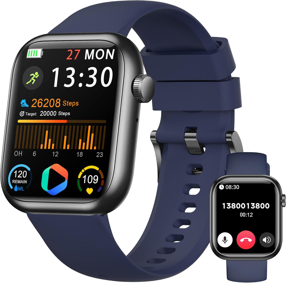 Smart Watch: 1.83" Call Answer Fitness Tracker with Heart Rate & Blood Pressure, IP68