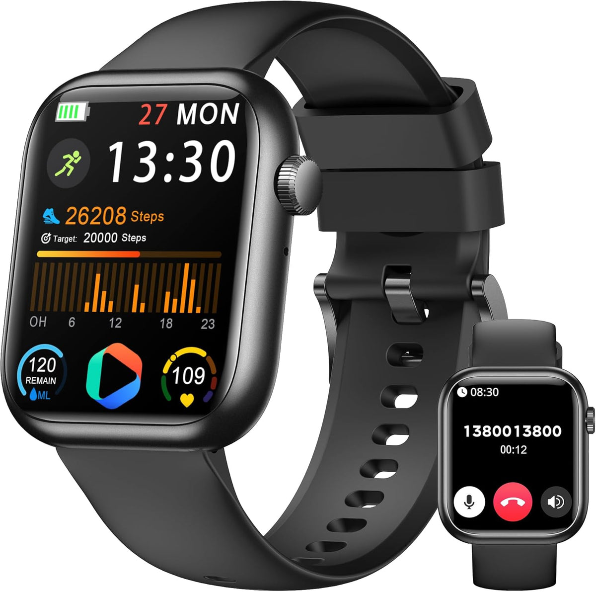 Smart Watch: 1.83" Call Answer Fitness Tracker with Heart Rate & Blood Pressure, IP68