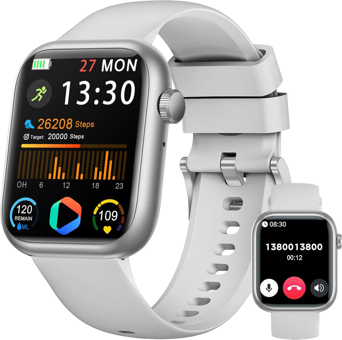 Smart Watch: 1.83" Call Answer Fitness Tracker with Heart Rate & Blood Pressure, IP68