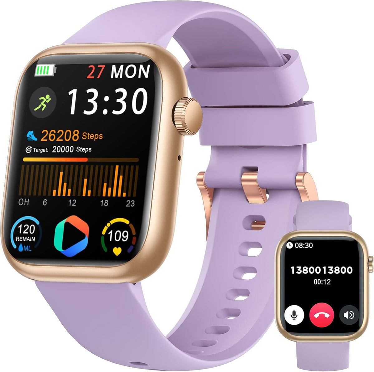 Smart Watch: 1.83" Call Answer Fitness Tracker with Heart Rate & Blood Pressure, IP68