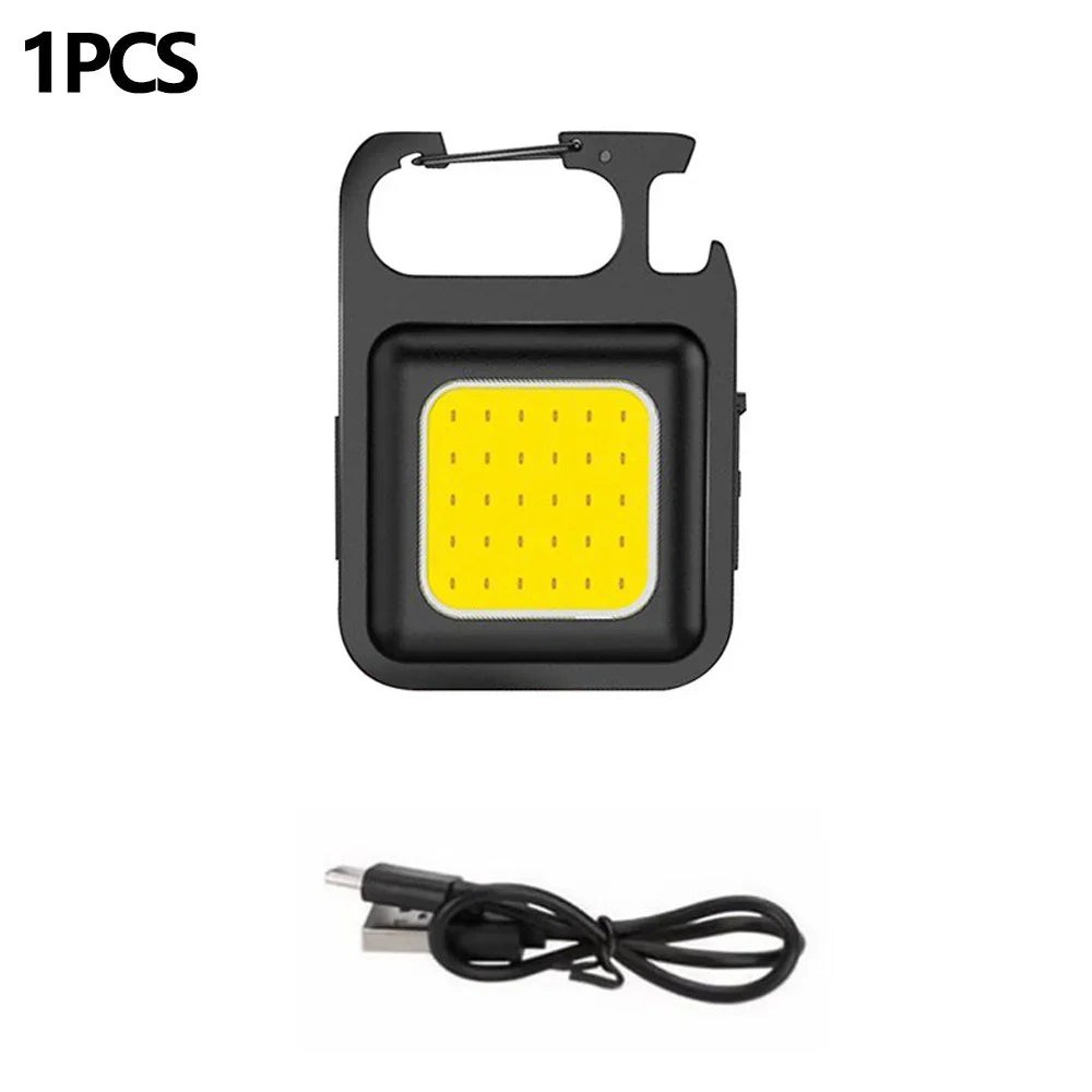 Super Bright Mini COB Keychain Flashlight Charging Lamp Camping Lights with Magnet 4 Lighting Modes for Emergency Lighting Torch