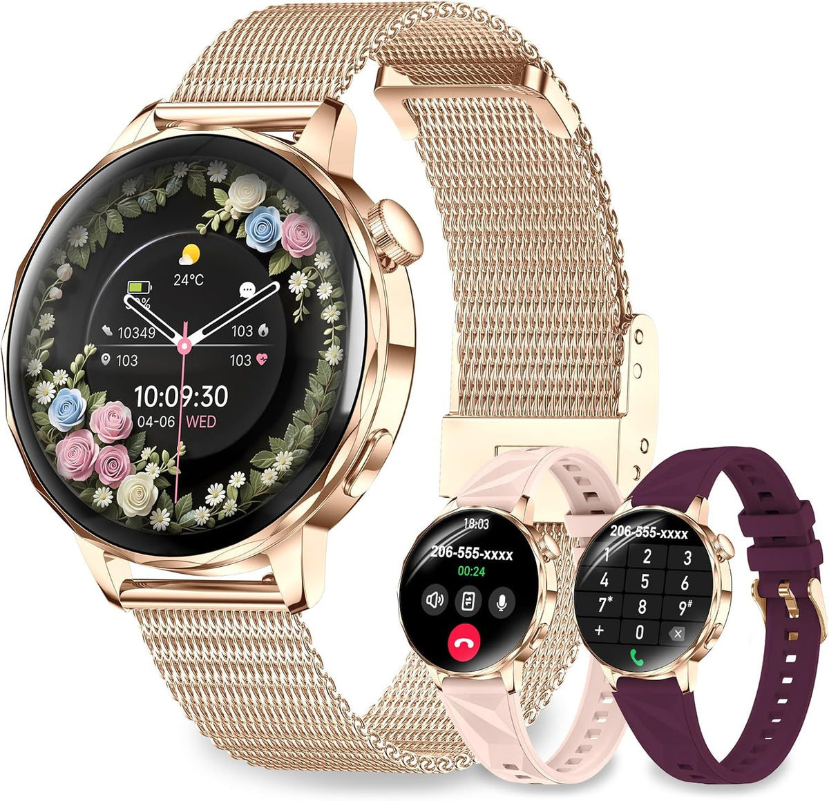 Women Smart Watch: 1.27" Call Answer IP68 Fitness Tracker (Black)