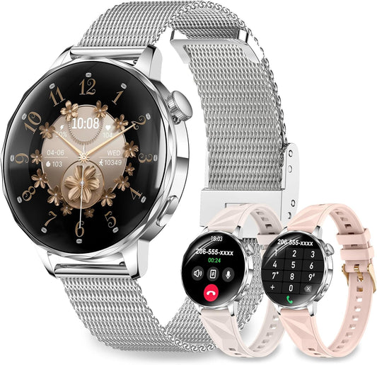 Women Smart Watch: 1.27" Call Answer IP68 Fitness Tracker (Black)
