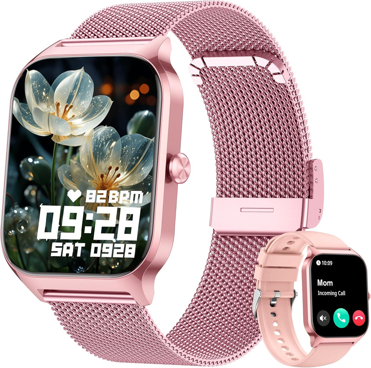 Smart Watch Women, Calls/Blood Pressure/100+ Sports Smartwatch Woman, Respiratory Rate Heart Rate Blood Oxygen Sleep, Watch Android iOS