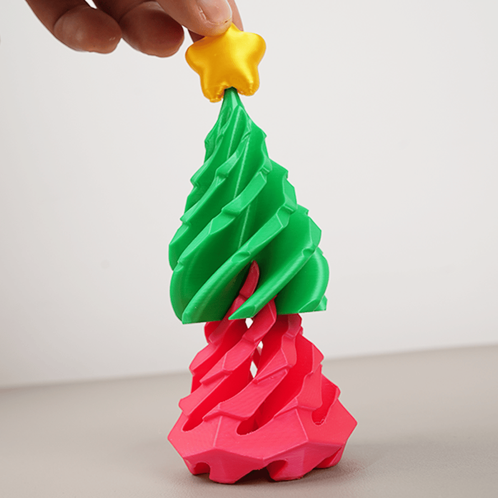 🎈3D Printed Multicolor Christmas Tree Spiral Stacking Toy