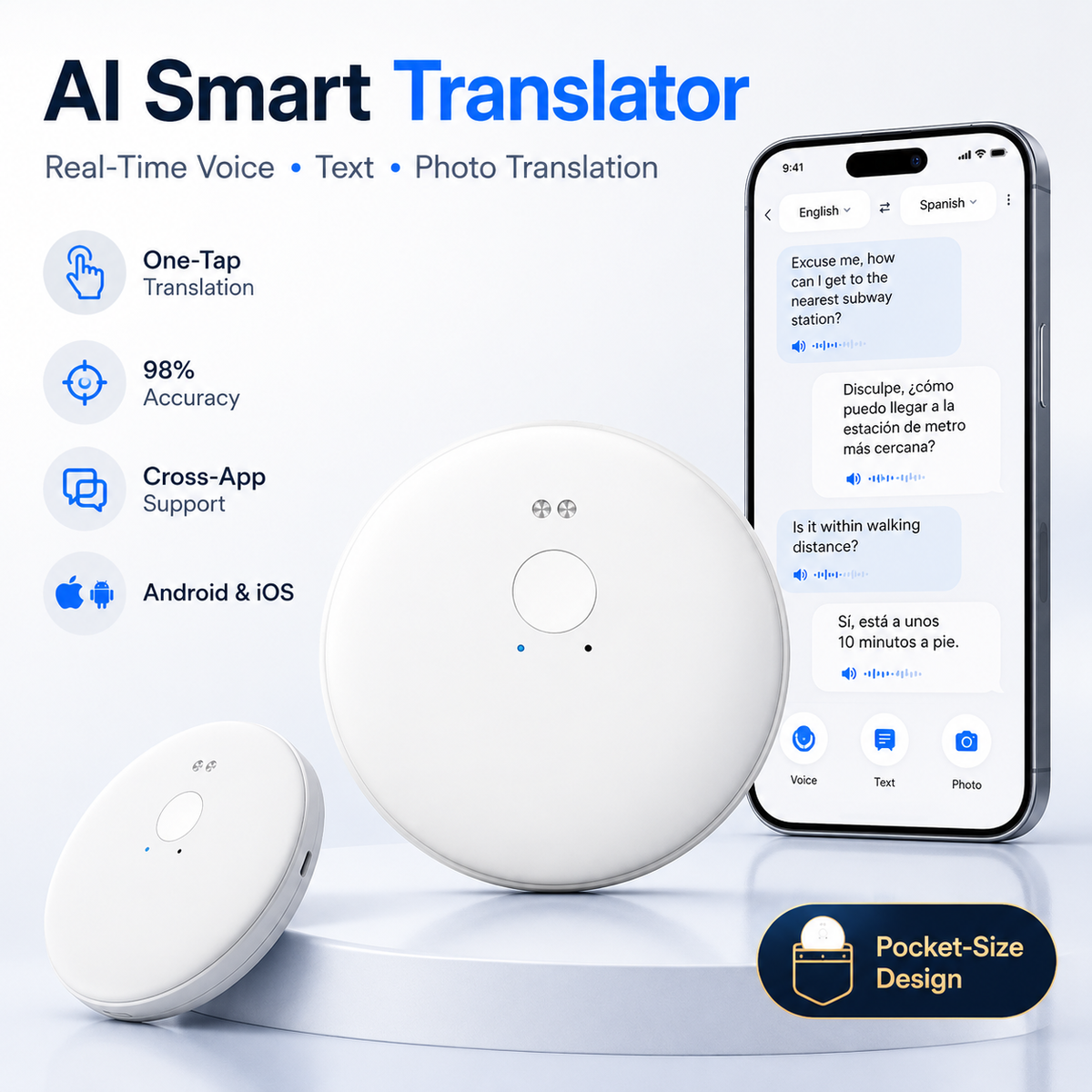 AI Language Translator Device – Supports 165 Languages